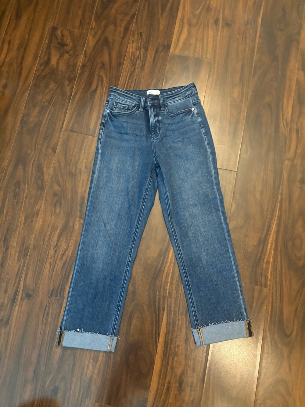 High-Rise Straight Leg Jeans in Deep Blue Wash